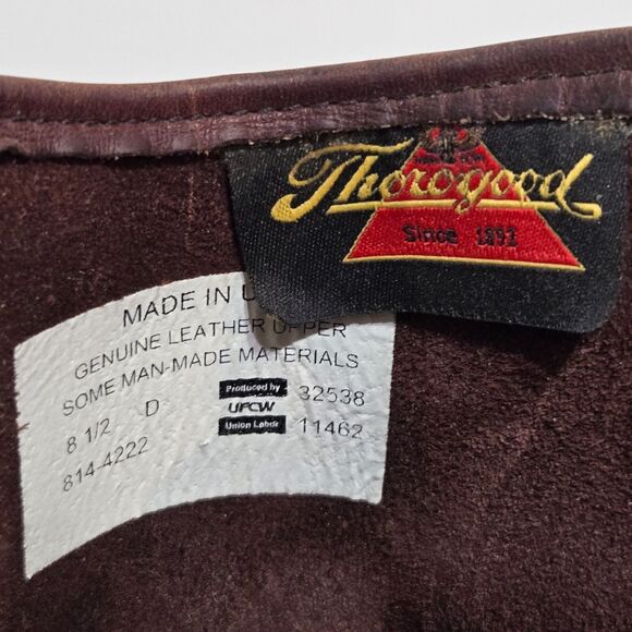 Mens Thorogood Dark Brown Leather Pull On Work Boots Sz 8.5 D 814-4222 USA Biker - Picture 5 of 9